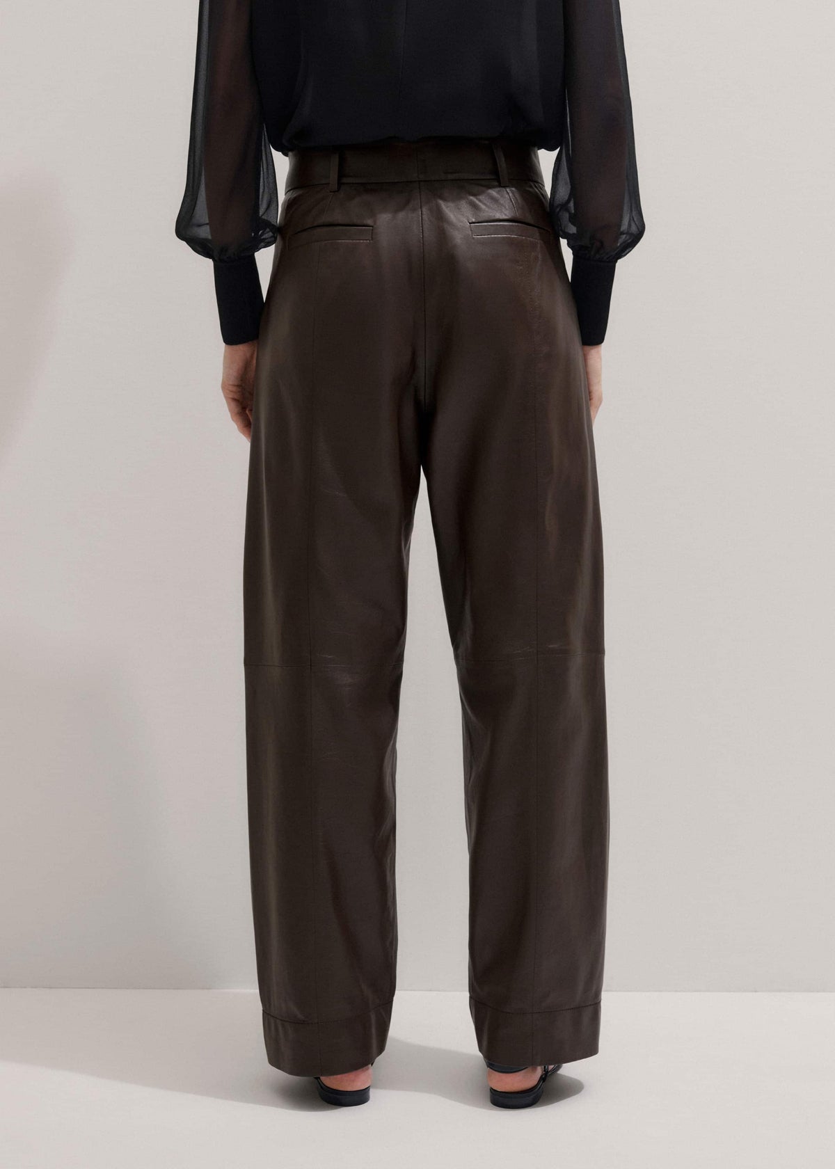 ME+EM Brown Leather Clever Tapered Pant