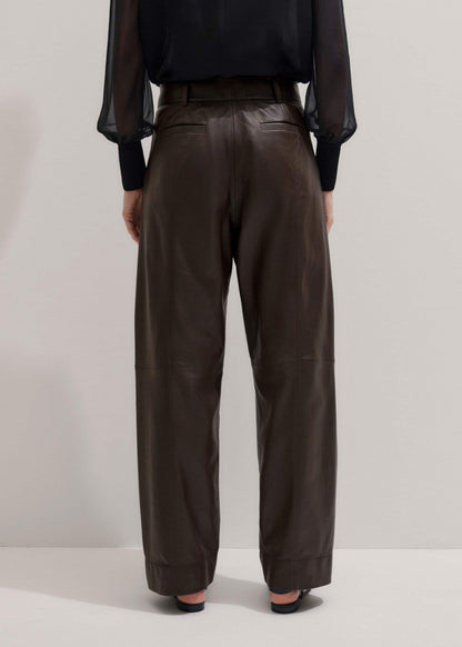 ME+EM Brown Leather Clever Tapered Pant