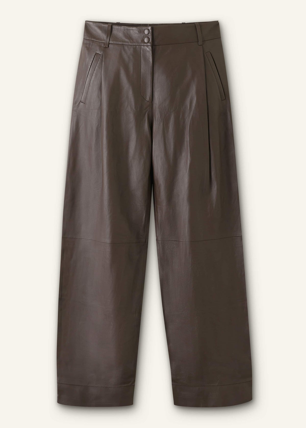 ME+EM Brown Leather Clever Tapered Pant