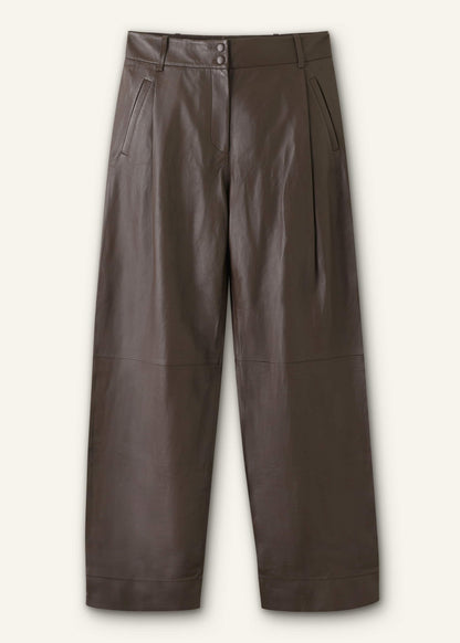 ME+EM Brown Leather Clever Tapered Pant