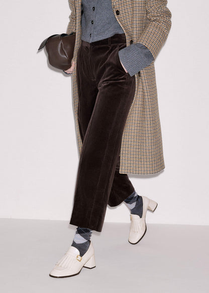 ME+EM Brown Italian Cord Straight Crop Pant
