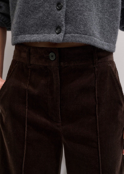ME+EM Brown Italian Cord Straight Crop Pant