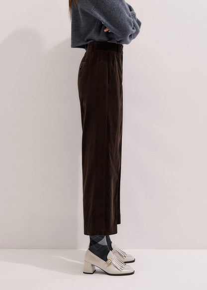 ME+EM Brown Italian Cord Straight Crop Pant