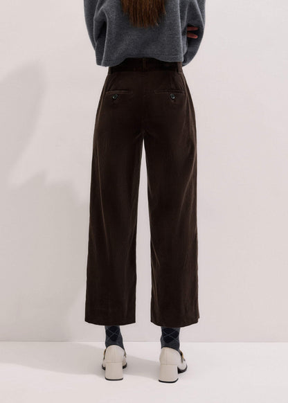 ME+EM Brown Italian Cord Straight Crop Pant