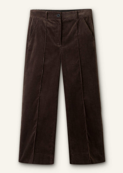 ME+EM Brown Italian Cord Straight Crop Pant