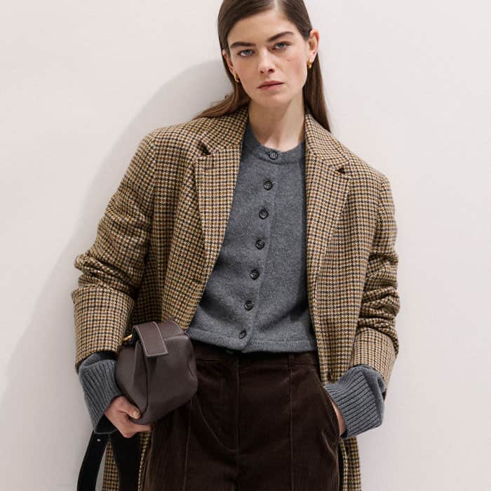 ME+EM Brown Italian Cord Straight Crop Pant