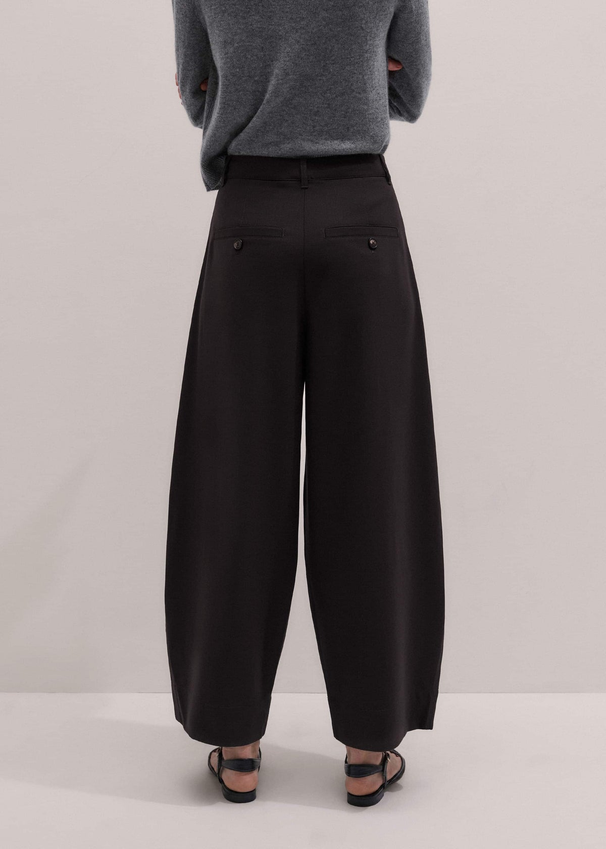 ME+EM Brown Barrel-Leg Pant
