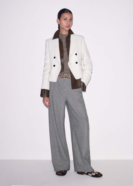 ME+EM Ivory Houndstooth Extreme Tapered Pant