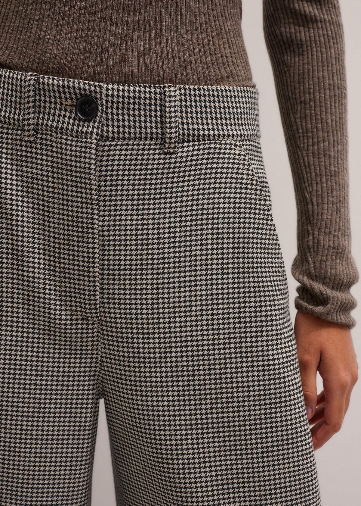 ME+EM Ivory Houndstooth Extreme Tapered Pant