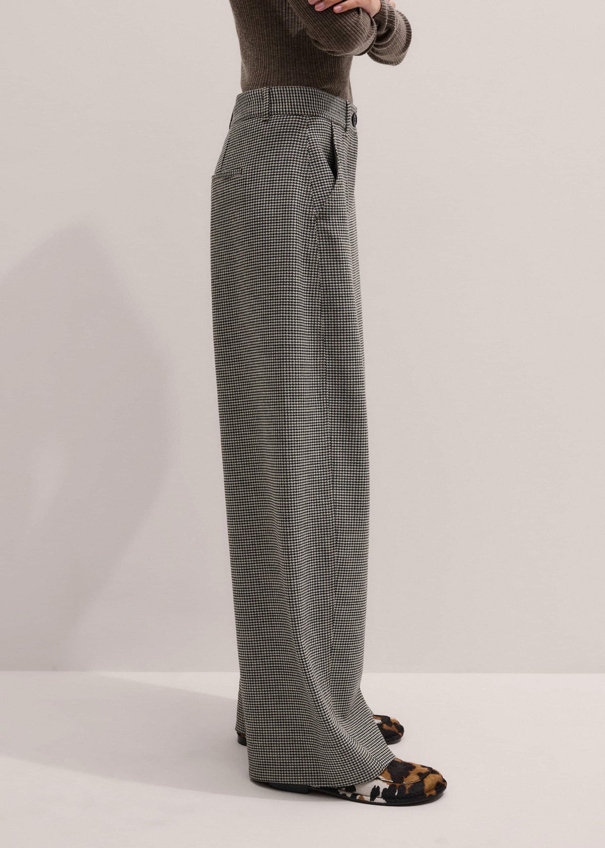 ME+EM Ivory Houndstooth Extreme Tapered Pant
