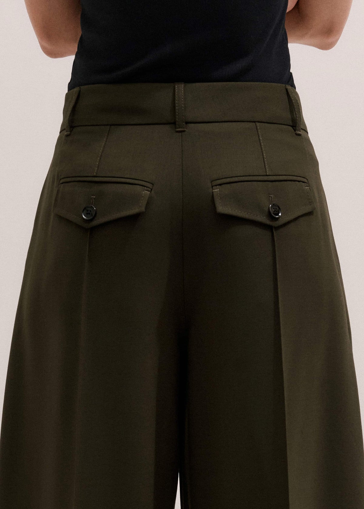 ME+EM Olive Green Pintuck Tapered Pant