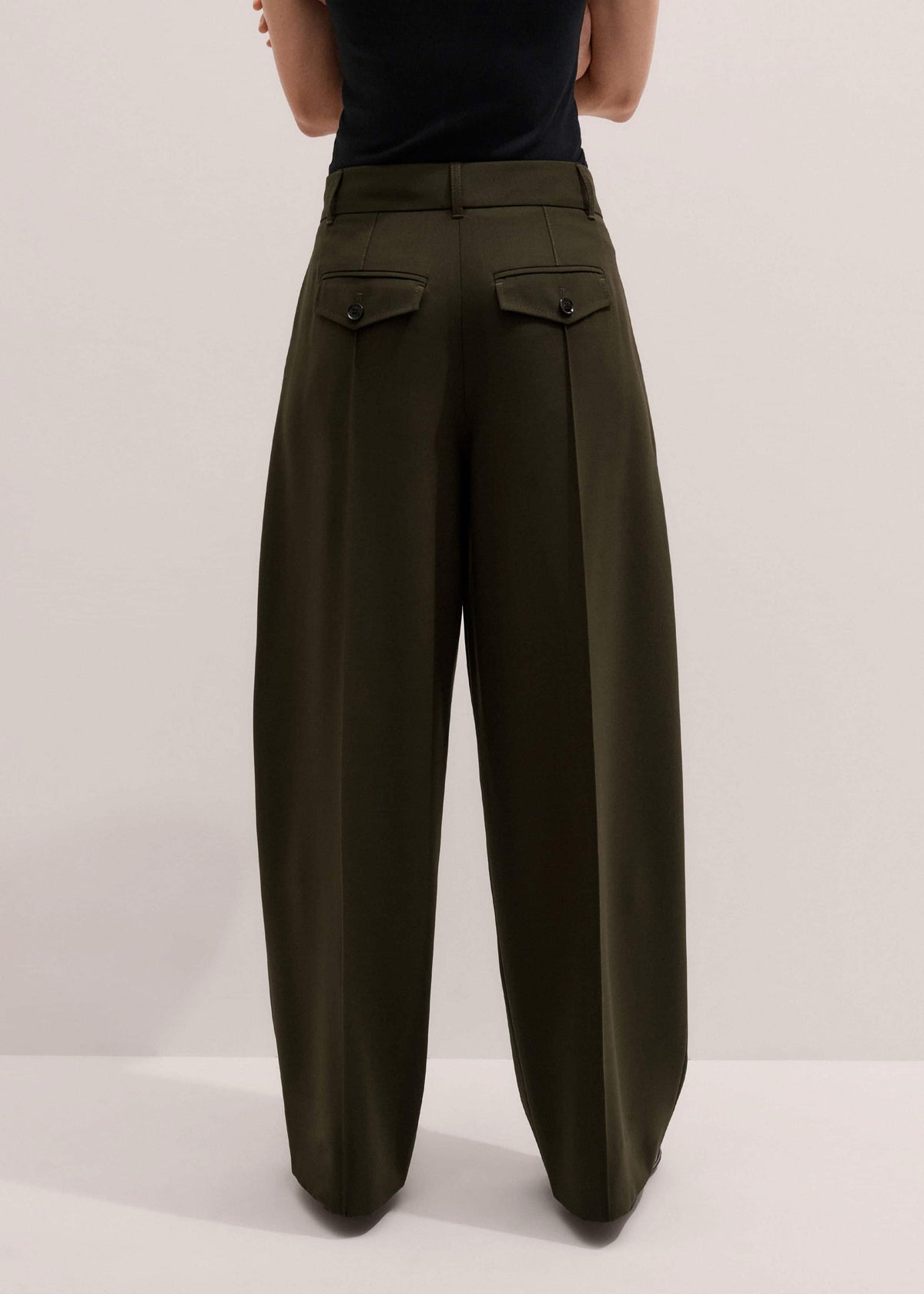 ME+EM Olive Green Pintuck Tapered Pant