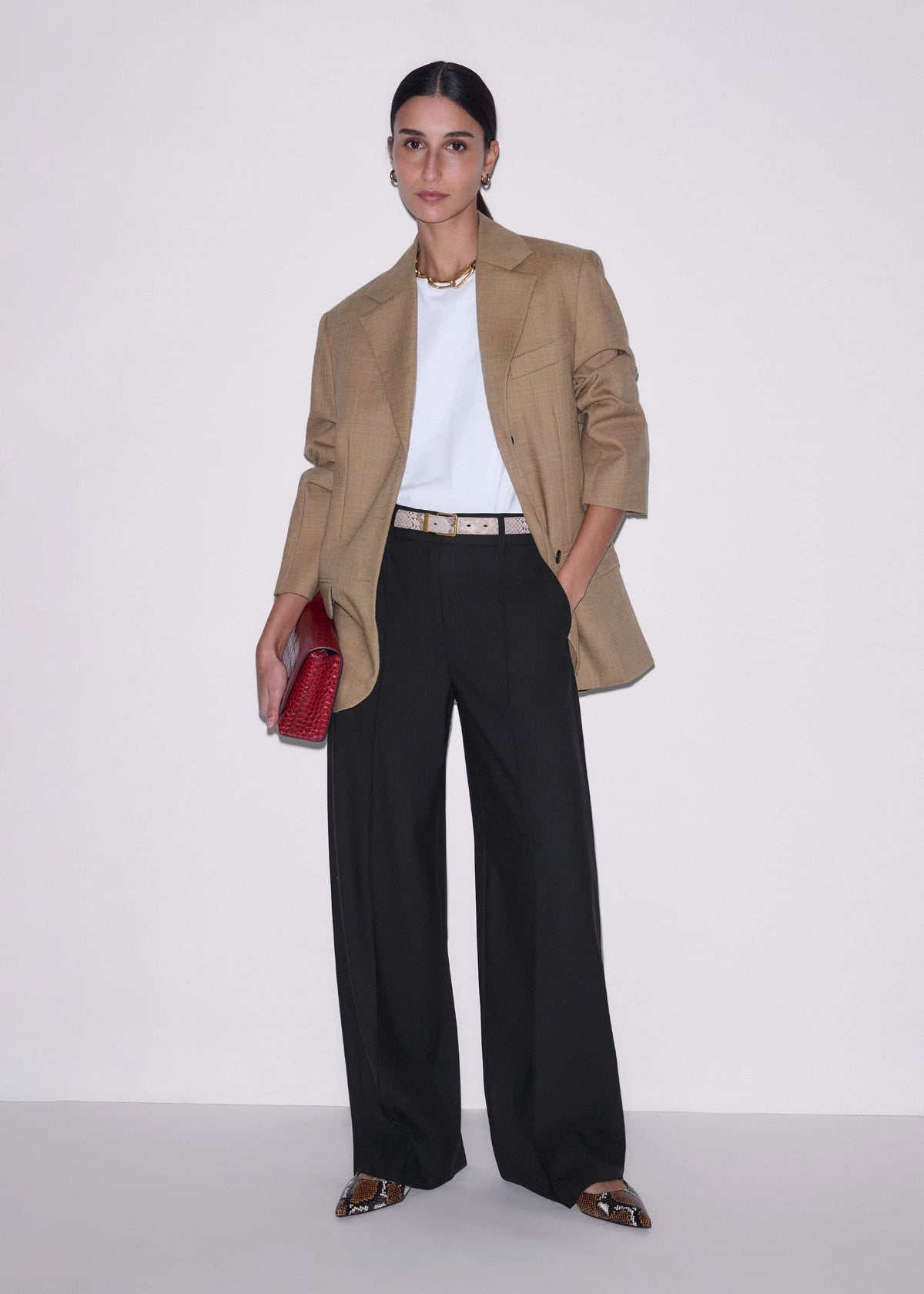 ME+EM Black Pintuck Taper Pant