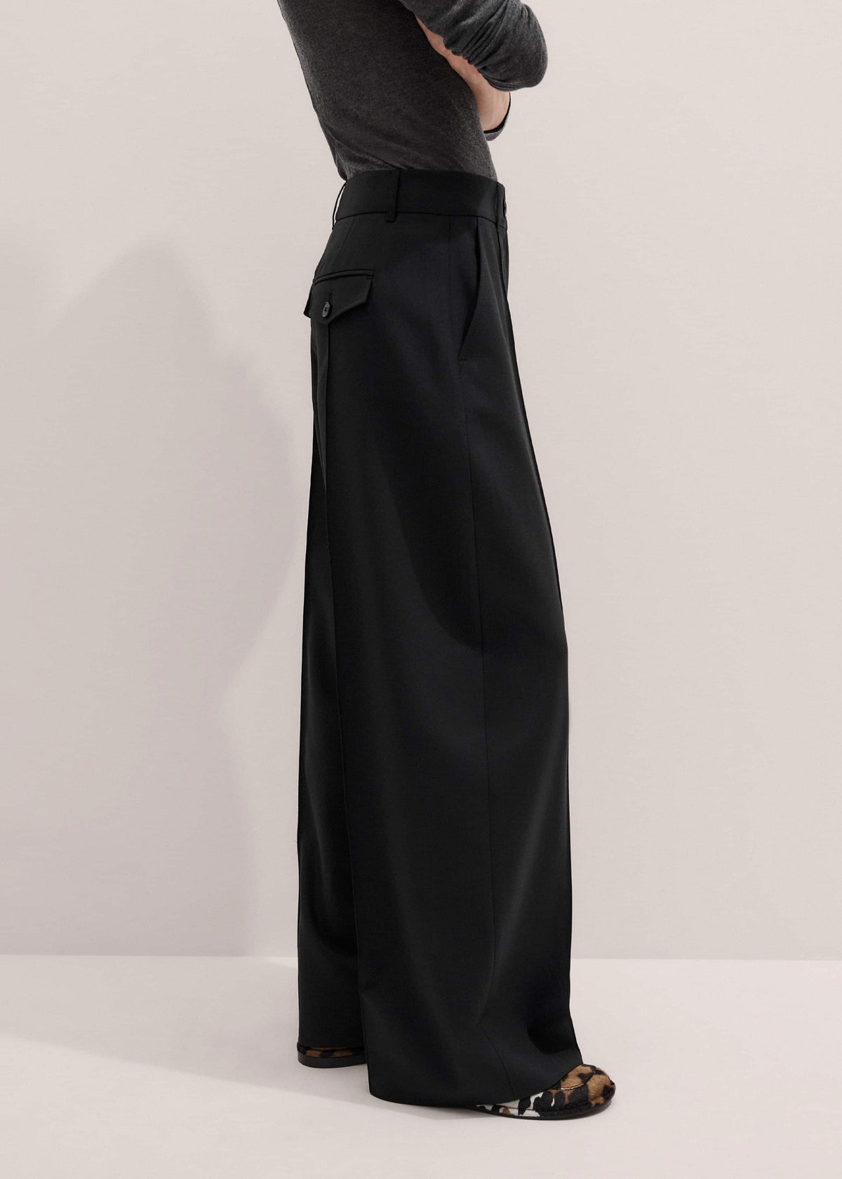ME+EM Black Pintuck Taper Pant