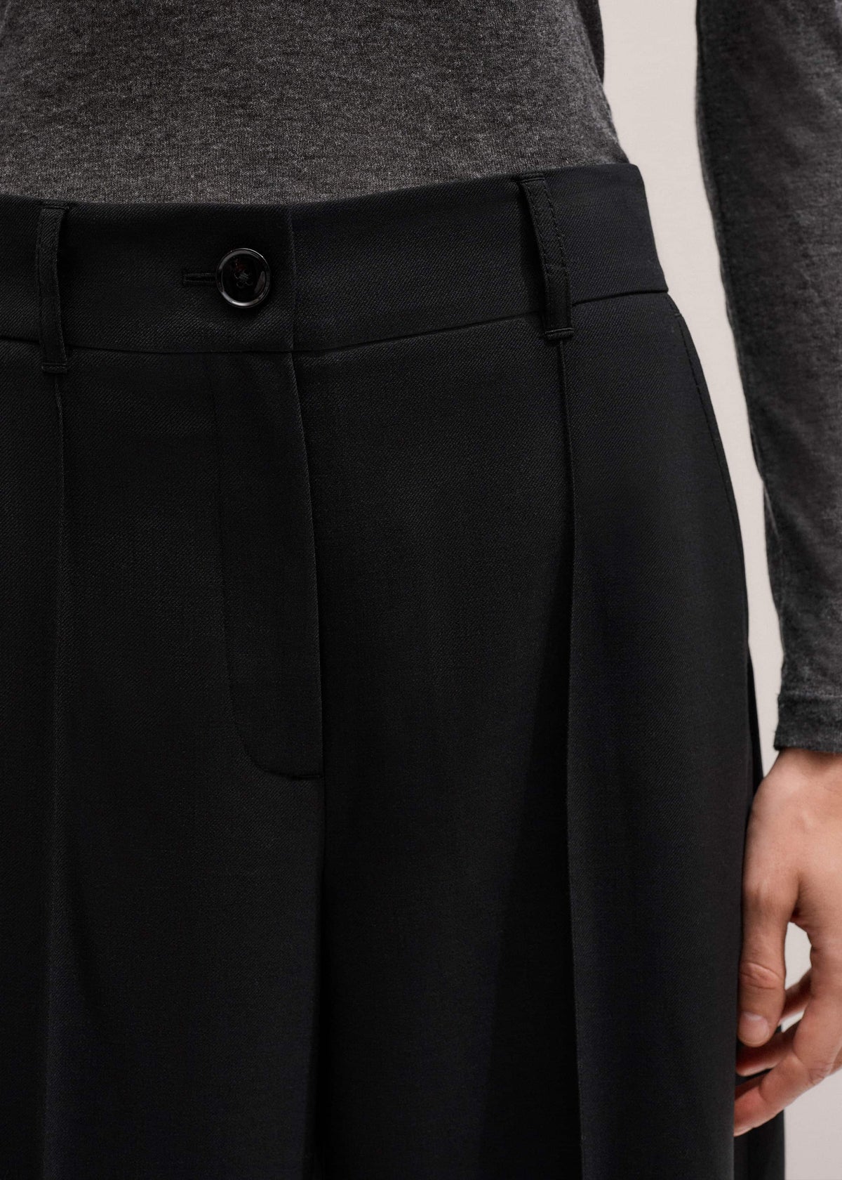 ME+EM Black Pintuck Taper Pant