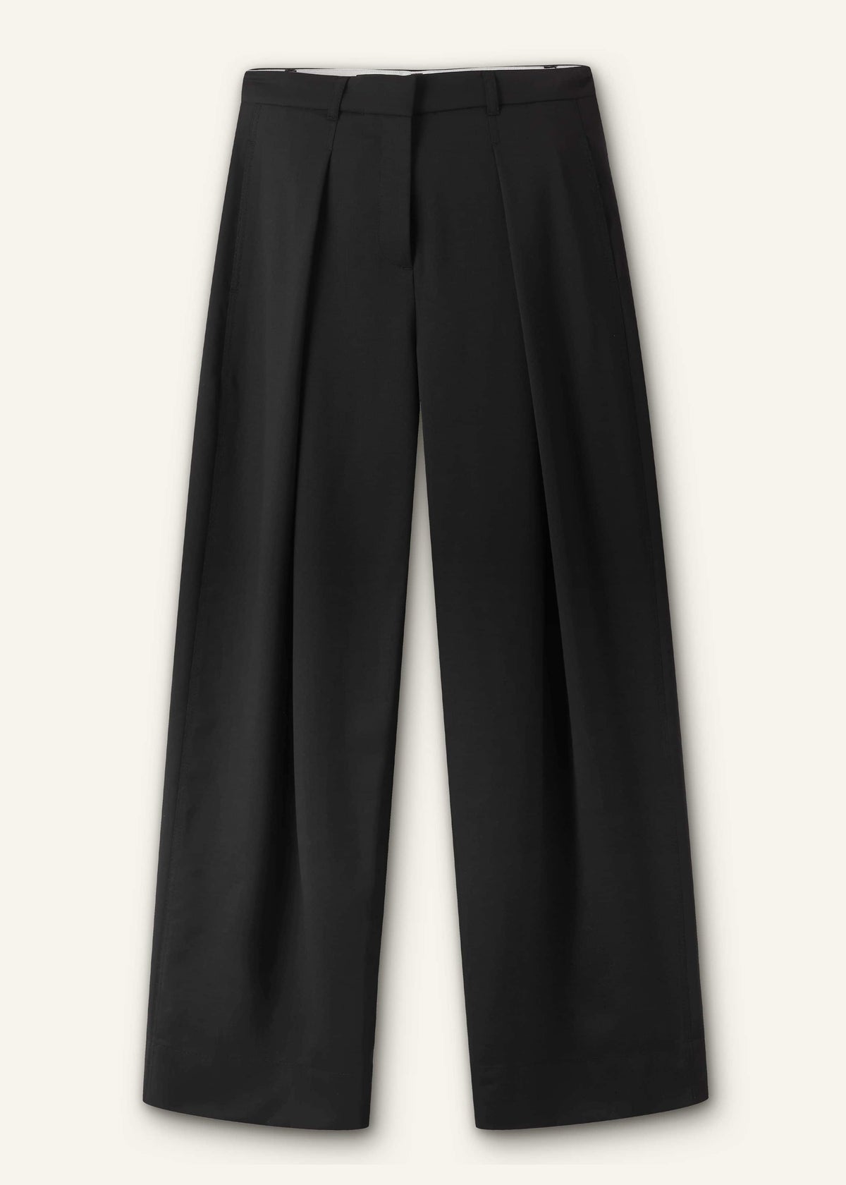 ME+EM Black Wool Exaggerated Tapered Pleat Pant
