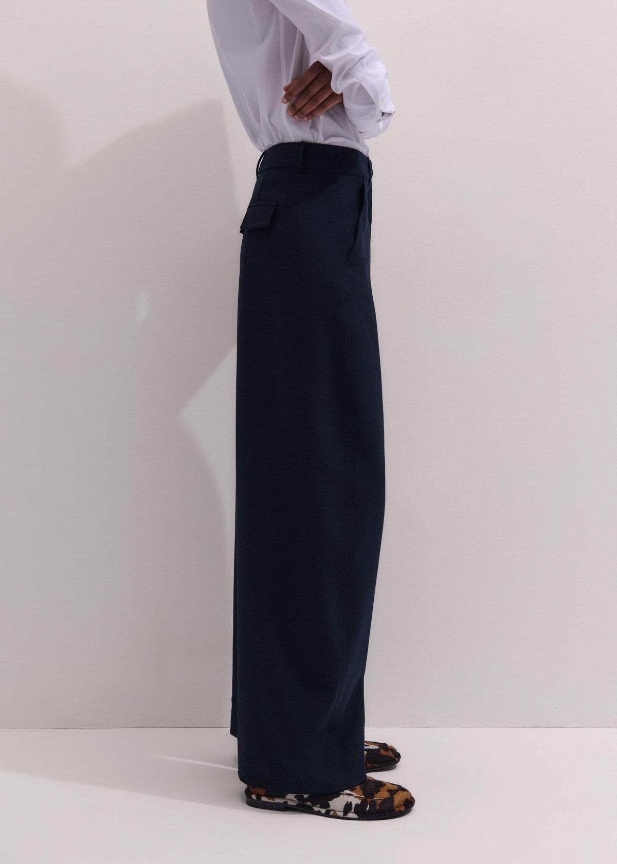 ME+EM Navy Textured Extreme Tapered Pant