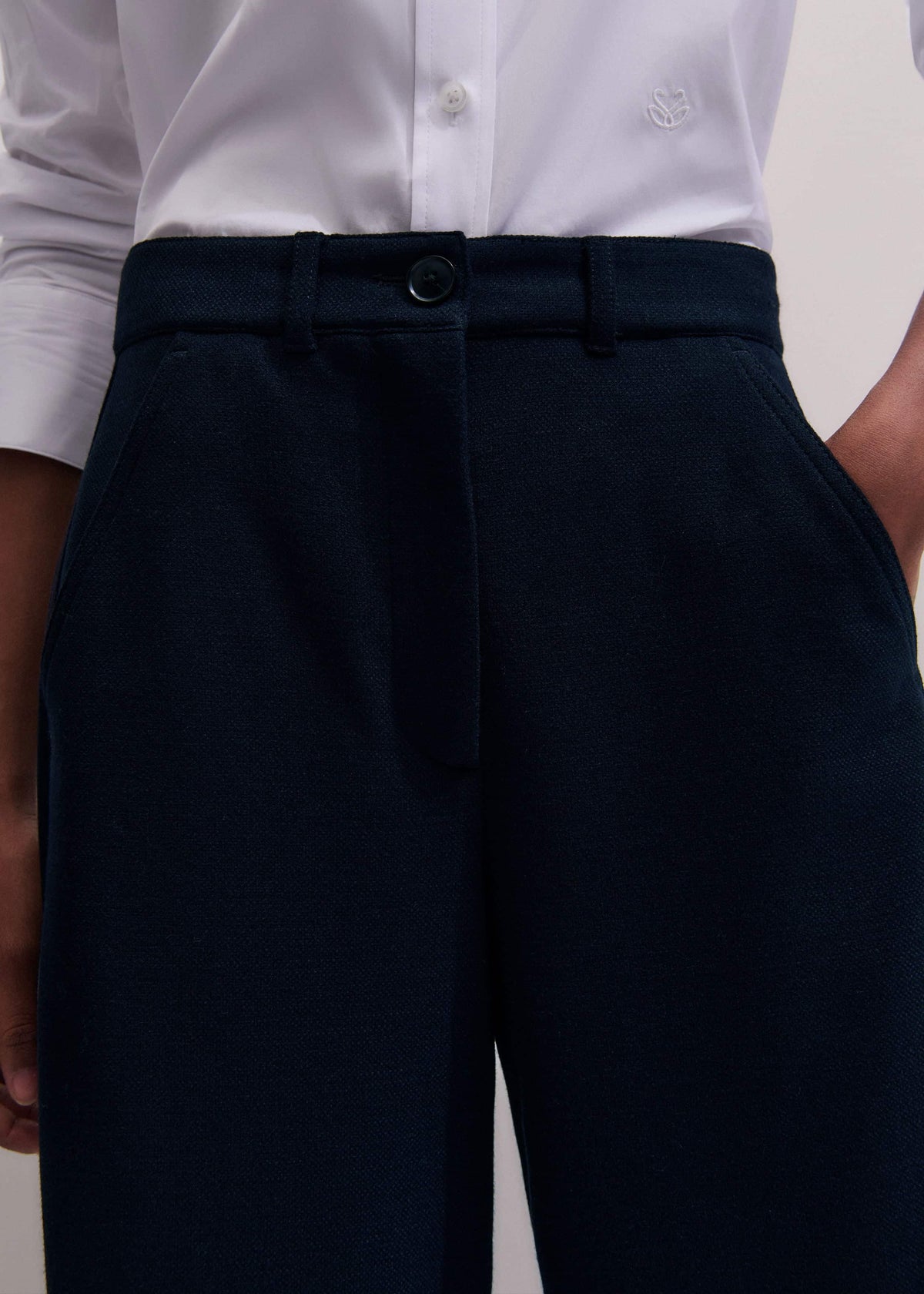 ME+EM Navy Textured Extreme Tapered Pant