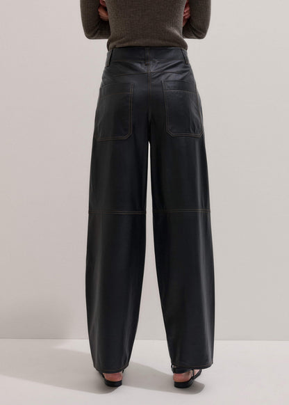 ME+EM Black Leather Extreme Tapered Pant