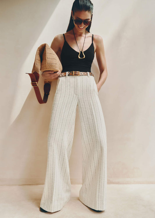 ME+EM Ivory Striped Leg Elongator Pant