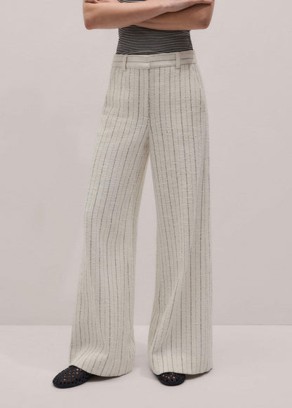 ME+EM Ivory Striped Leg Elongator Pant