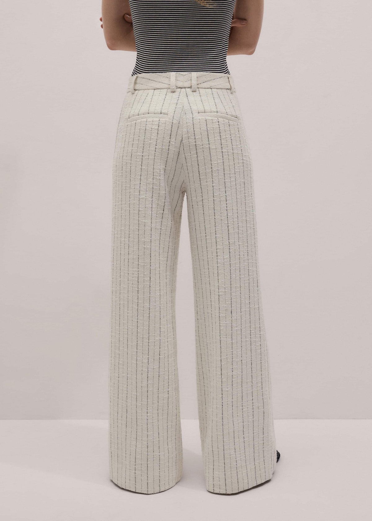 ME+EM Ivory Striped Leg Elongator Pant