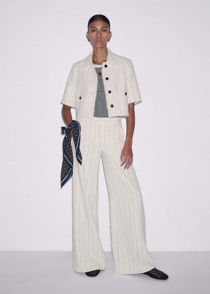 ME+EM Ivory Striped Leg Elongator Pant