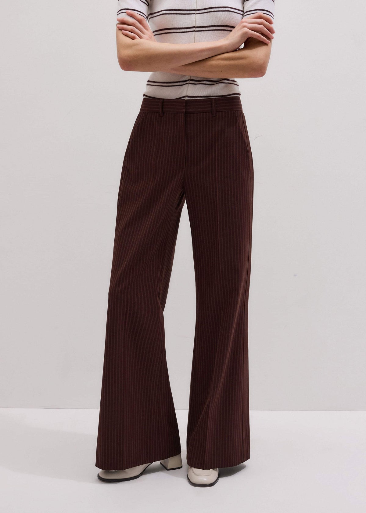 ME+EM Cinnamon Pinstripe Leg Elongator Pant