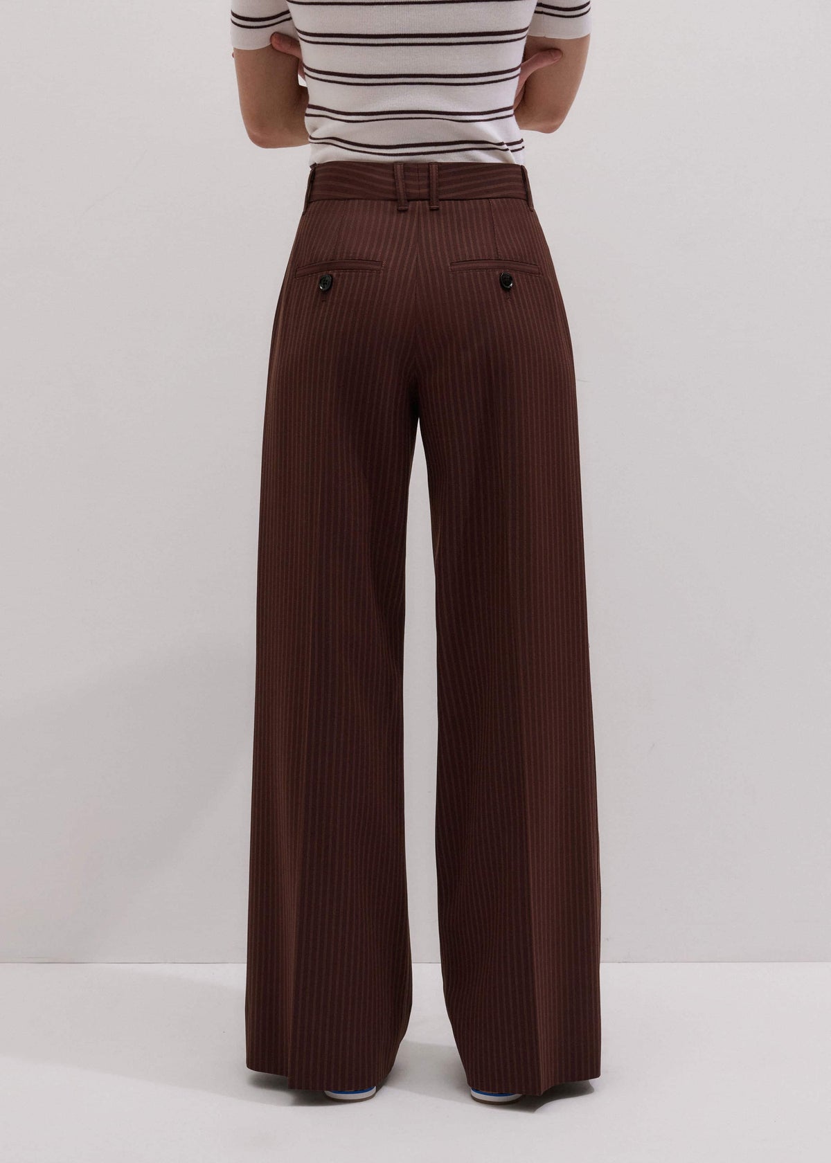 ME+EM Cinnamon Pinstripe Leg Elongator Pant