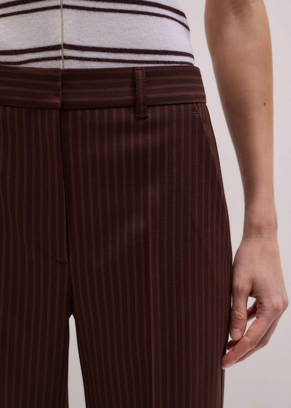 ME+EM Cinnamon Pinstripe Leg Elongator Pant