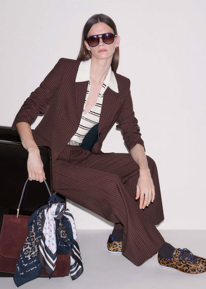 ME+EM Cinnamon Pinstripe Leg Elongator Pant