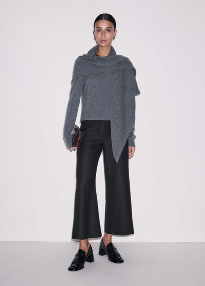 ME+EM Black Stretch Twill Patch Pocket Cropped Kick-Flare Pant