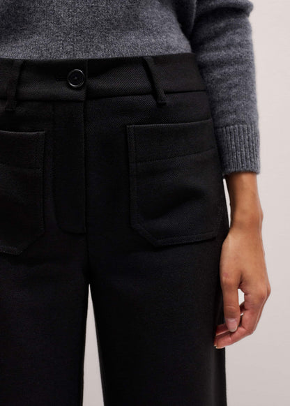 ME+EM Black Stretch Twill Patch Pocket Cropped Kick-Flare Pant