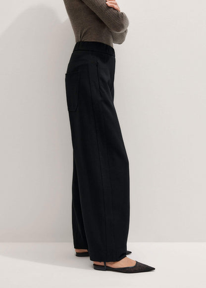 ME+EM Black Luxe Travel Tailoring Barrel-Leg Pant