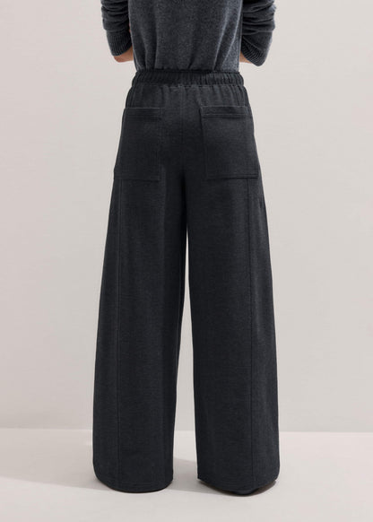 ME+EM Gray Herringbone Barrel-Leg Pant