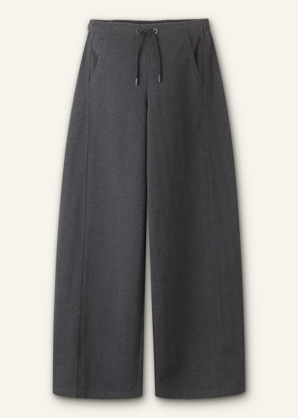 ME+EM Gray Herringbone Barrel-Leg Pant