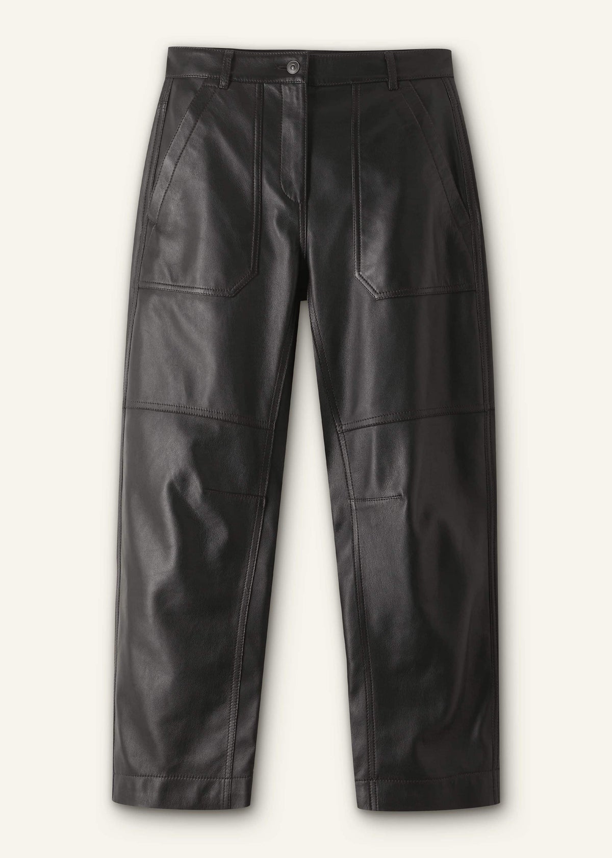 ME+EM Black Washed Leather Engineered-Leg Pant