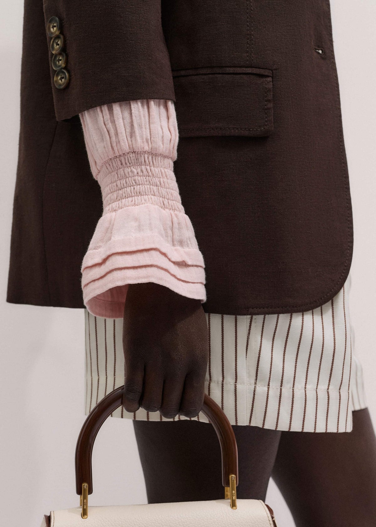 ME+EM Pink Pleat Detail Long Sleeve Cheesecloth Blouse