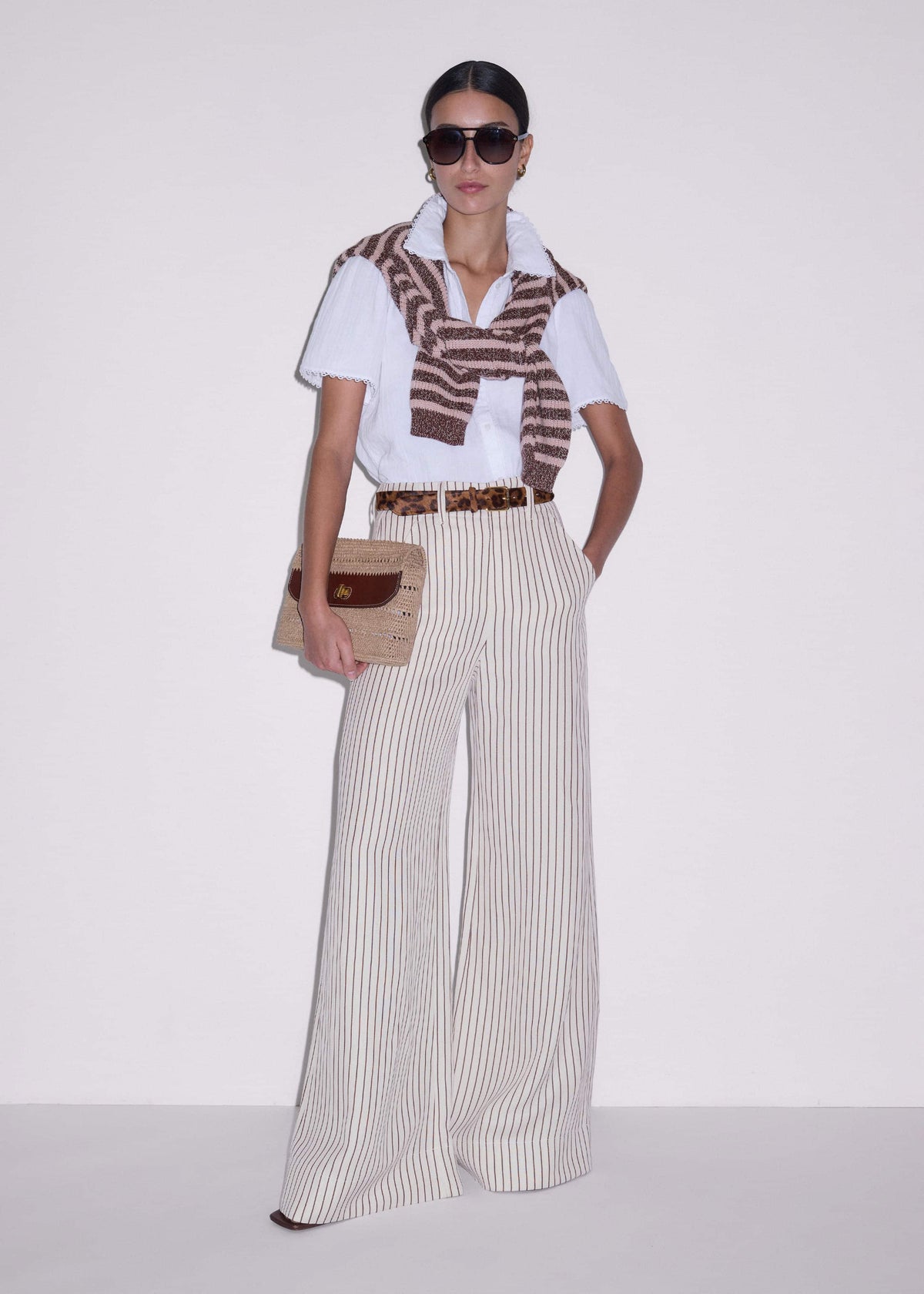 ME+EM White Cheesecloth Trim Detail Blouse