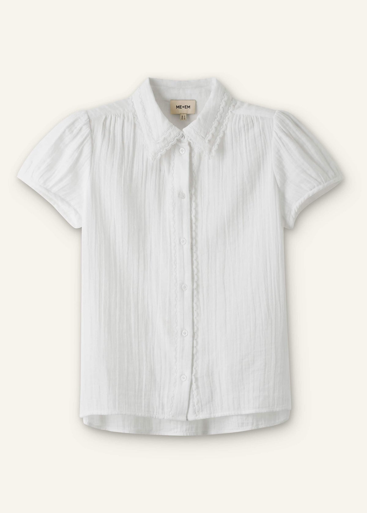 ME+EM White Cheesecloth Cap-Sleeve Blouse