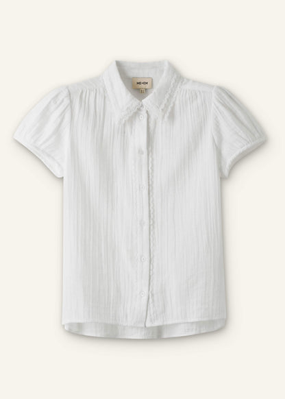 ME+EM White Cheesecloth Cap-Sleeve Blouse