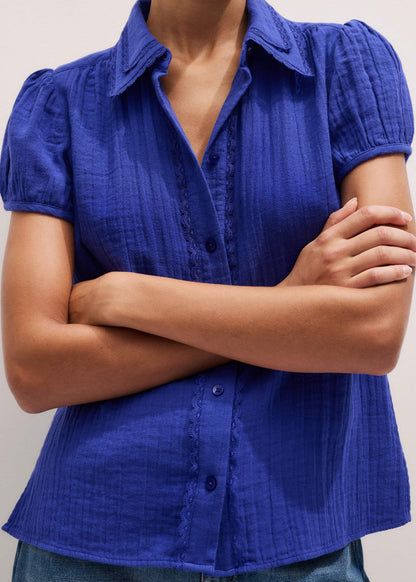 ME+EM White Cheesecloth Cap-Sleeve Blouse