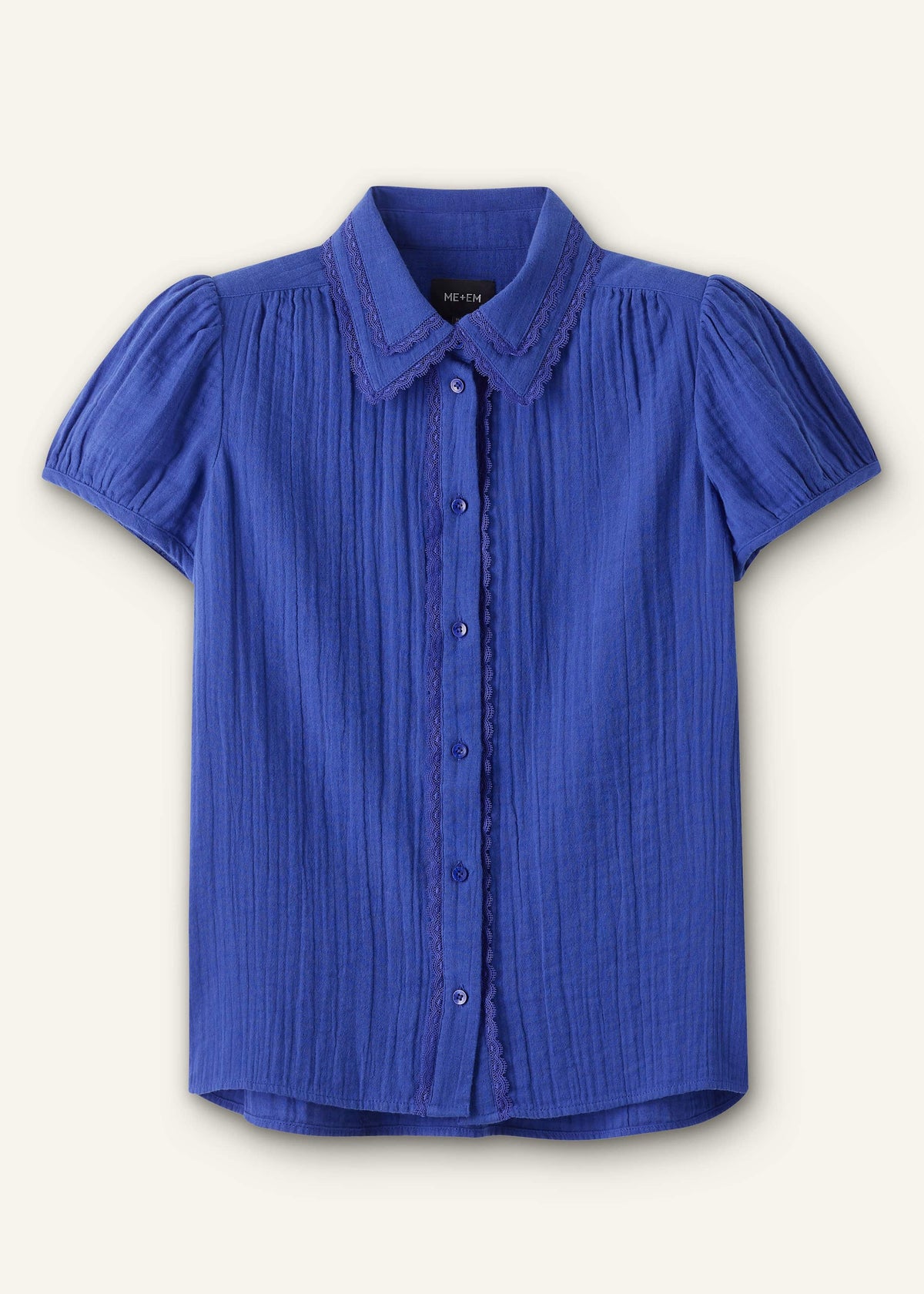 ME+EM White Cheesecloth Cap-Sleeve Blouse
