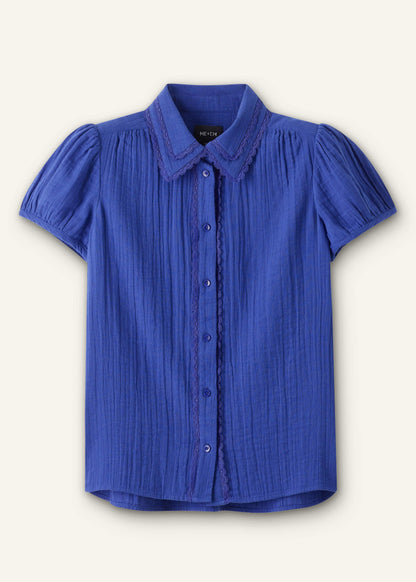 ME+EM White Cheesecloth Cap-Sleeve Blouse