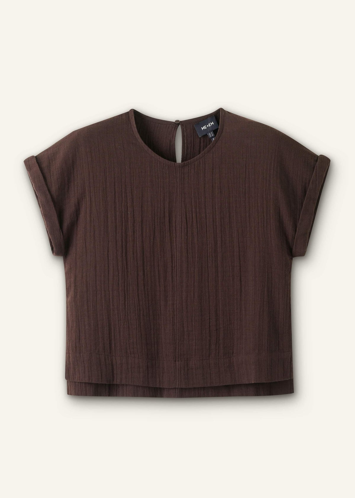 ME+EM Brown Cheesecloth T-Shirt