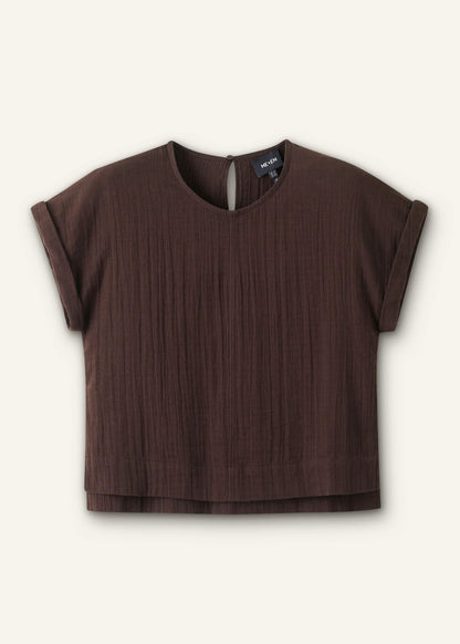 ME+EM Brown Cheesecloth T-Shirt