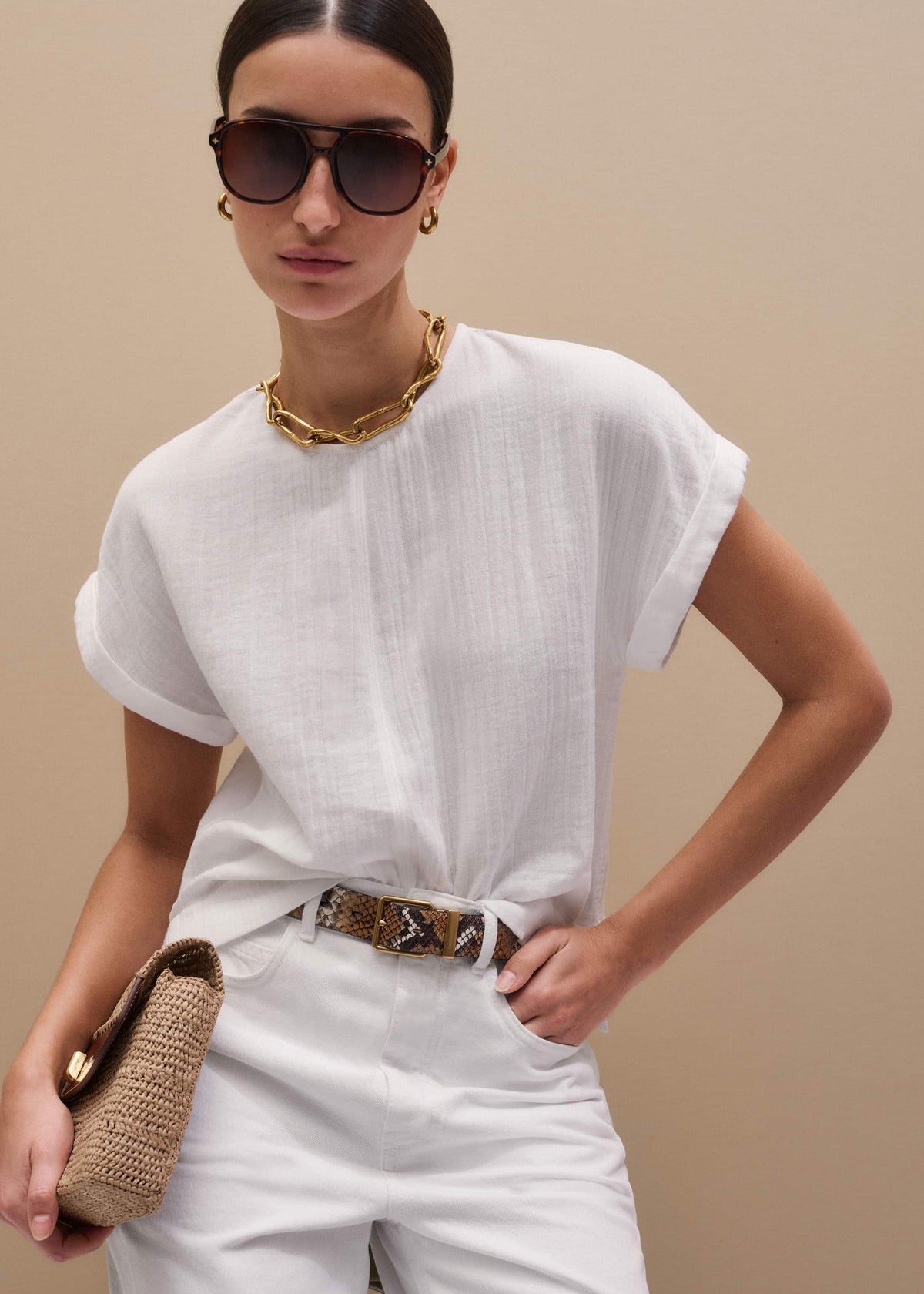 ME+EM White Cheesecloth T-Shirt