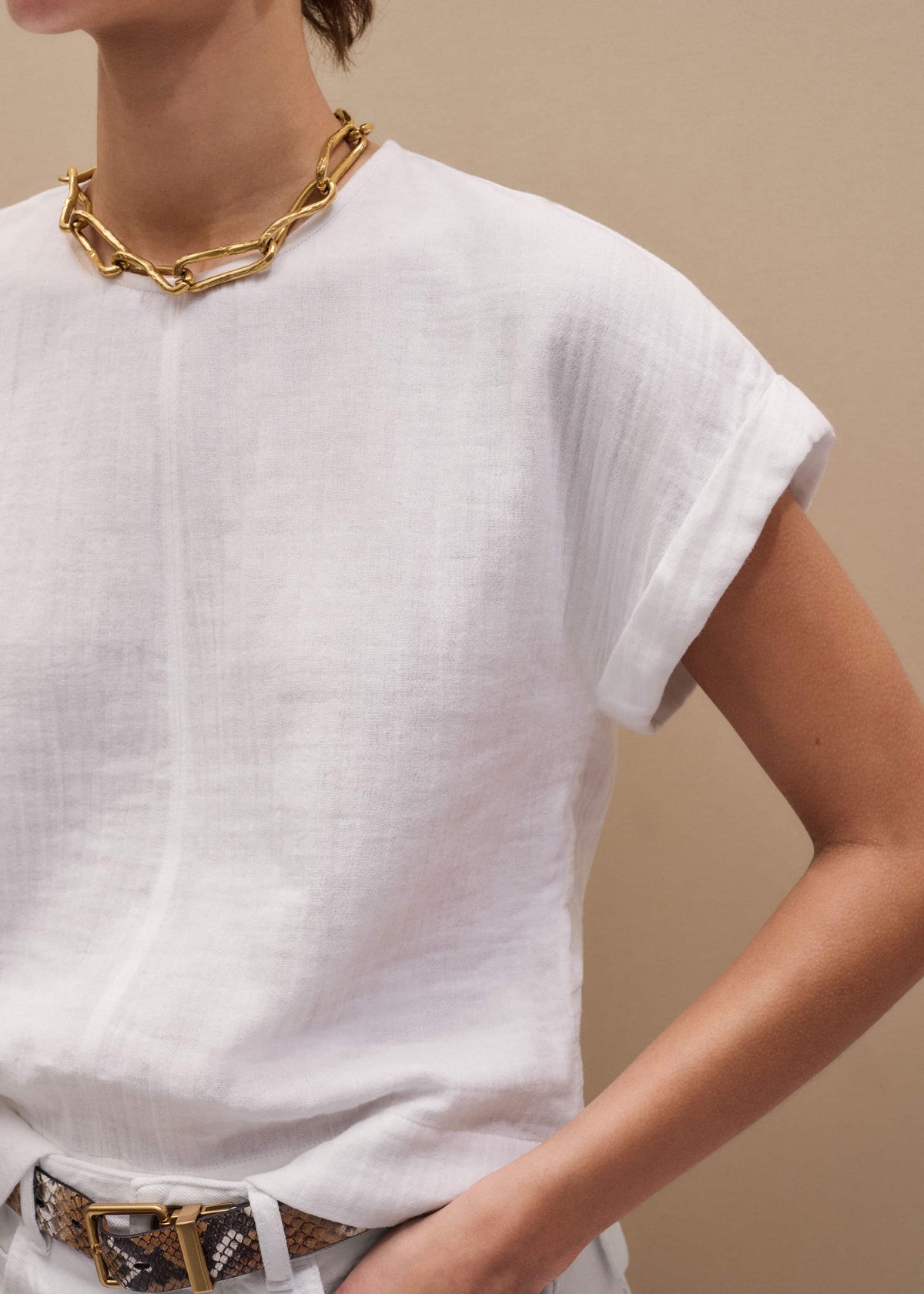ME+EM White Cheesecloth T-Shirt
