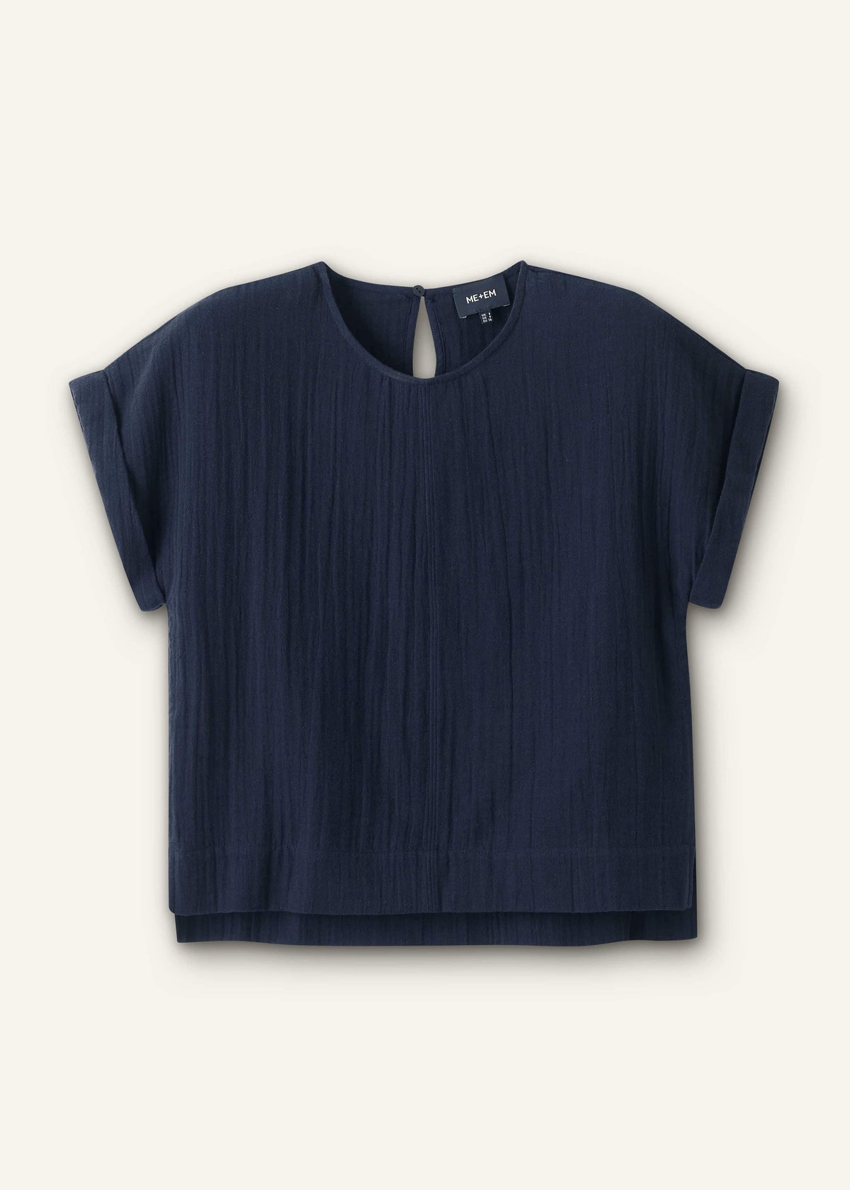 ME+EM Navy Cheesecloth T-Shirt