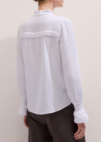 ME+EM White Cheesecloth Pleat Detail Blouse